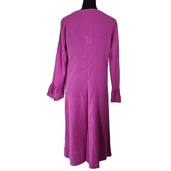 New - Diesel Dampi Dress XL Tie Front Tunic 100% Cotton Purple Boho Flare Wrist - Picture 10 of 16